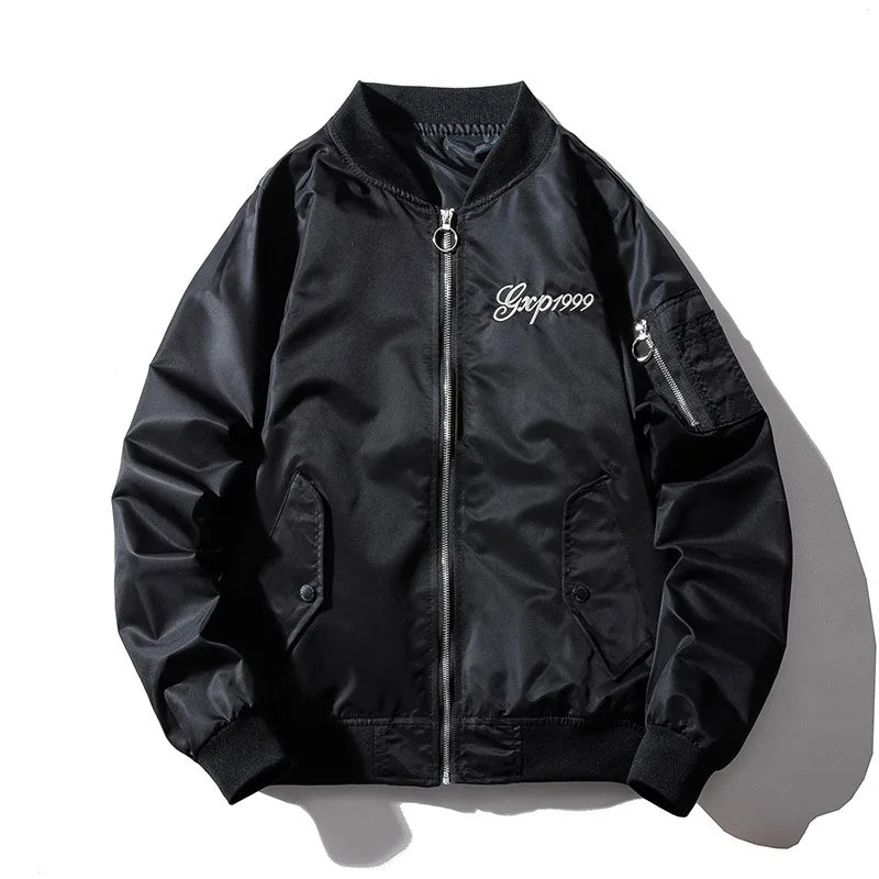 Embroidery Dragon Tiger Mens Bomber Jacket