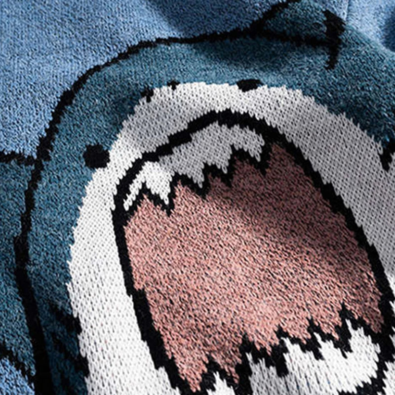 Shark Men Winter Pullover High Collar Sweater