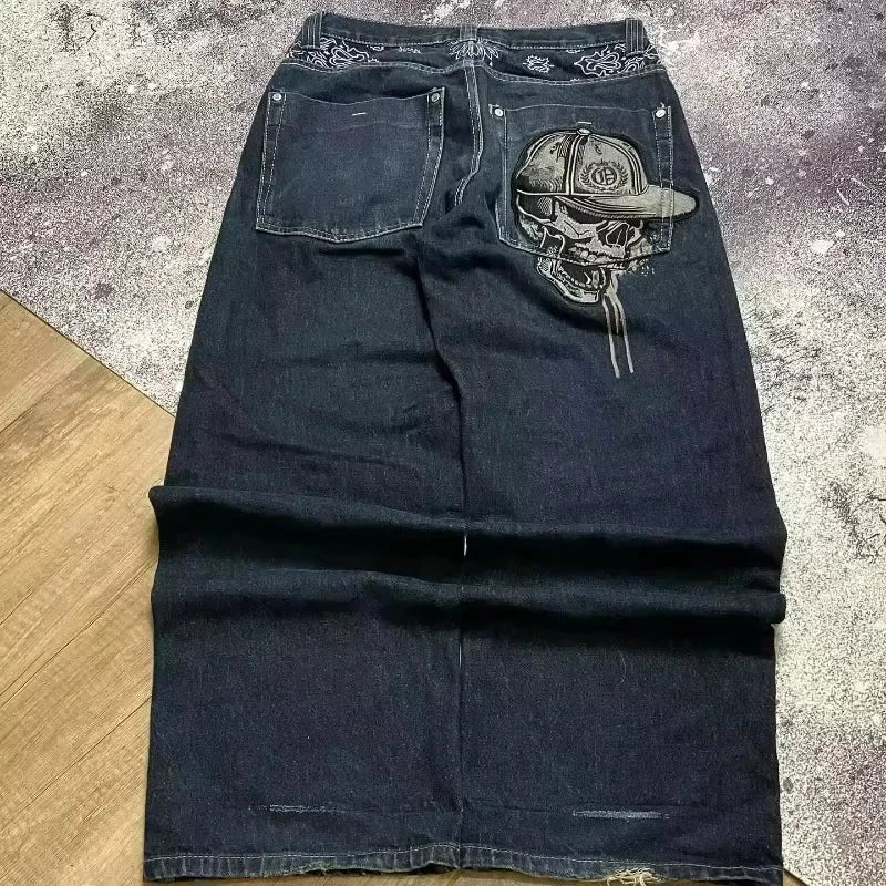 American Street Trend Letter Embroidered Loose Jeans