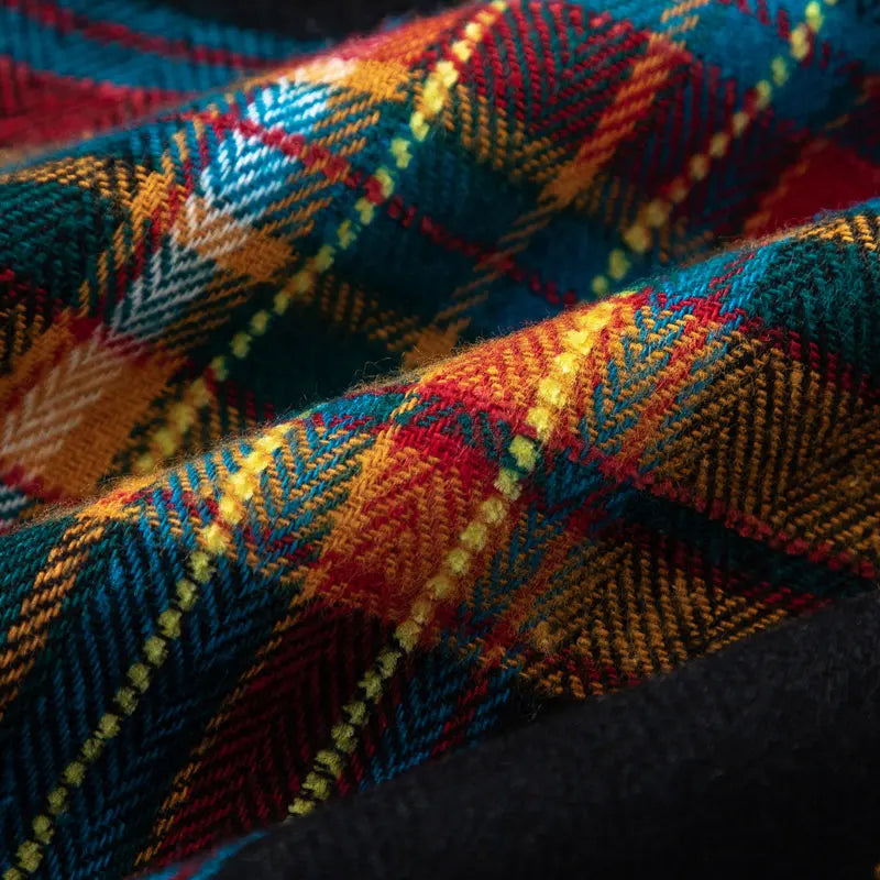 Rainbow Plaid Button Baggy Cotton Shirt