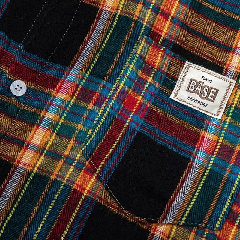 Rainbow Plaid Button Baggy Cotton Shirt