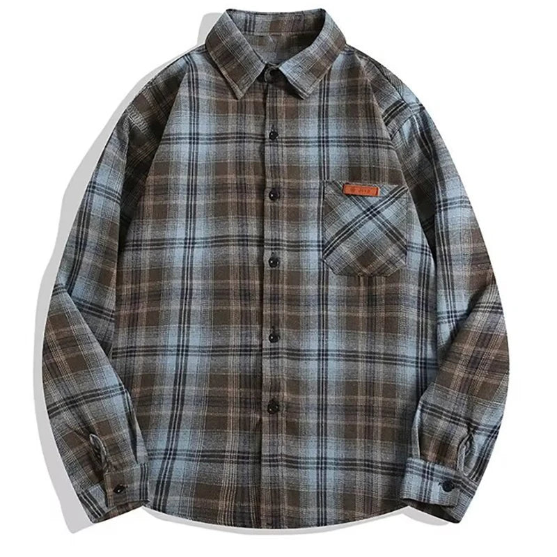 Autumn Cotton Men's Plaid Shirt