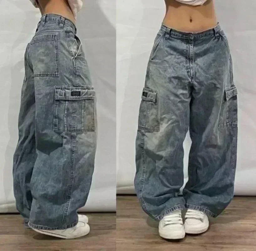American Street Trend Letter Embroidered Loose Jeans