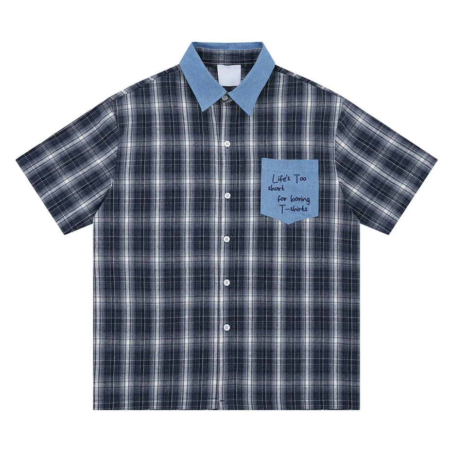 Summer Mens Plaid Short Sleeve Shirts