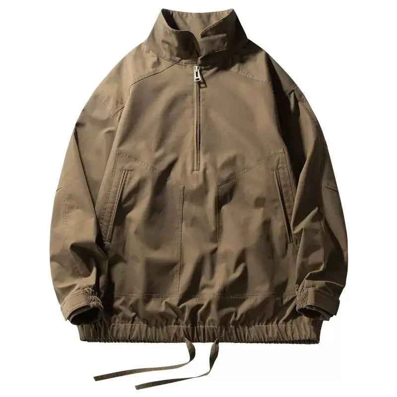 Retro Work Suit Men's Half Zipper Jacket