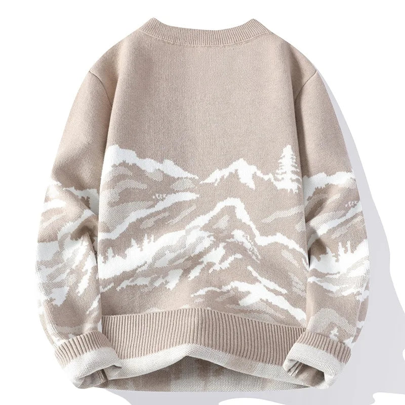 Men Knitwear Retro Street Print Sweater