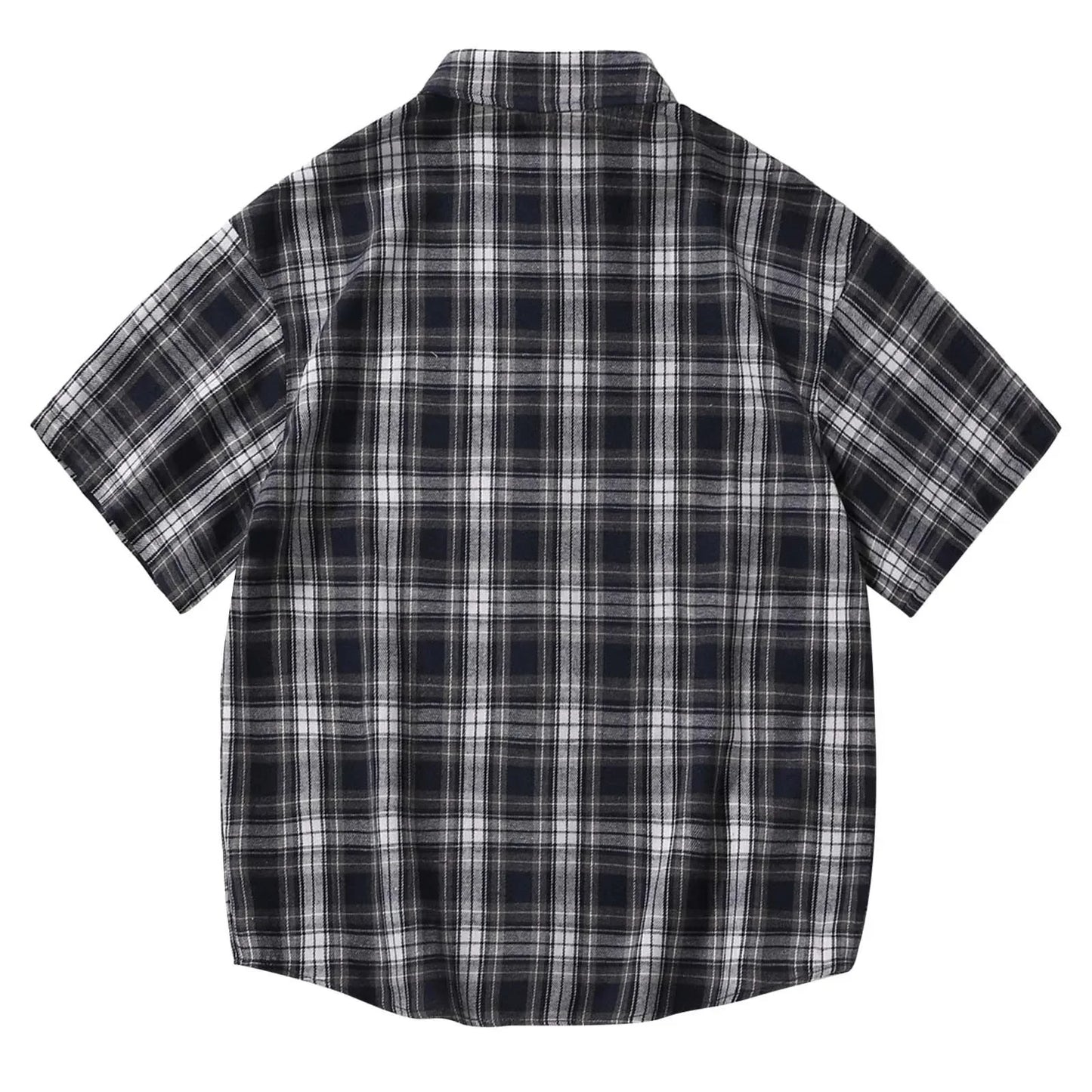 Men's Short Sleeved Japanese Vintage Plaid Printed Shirt