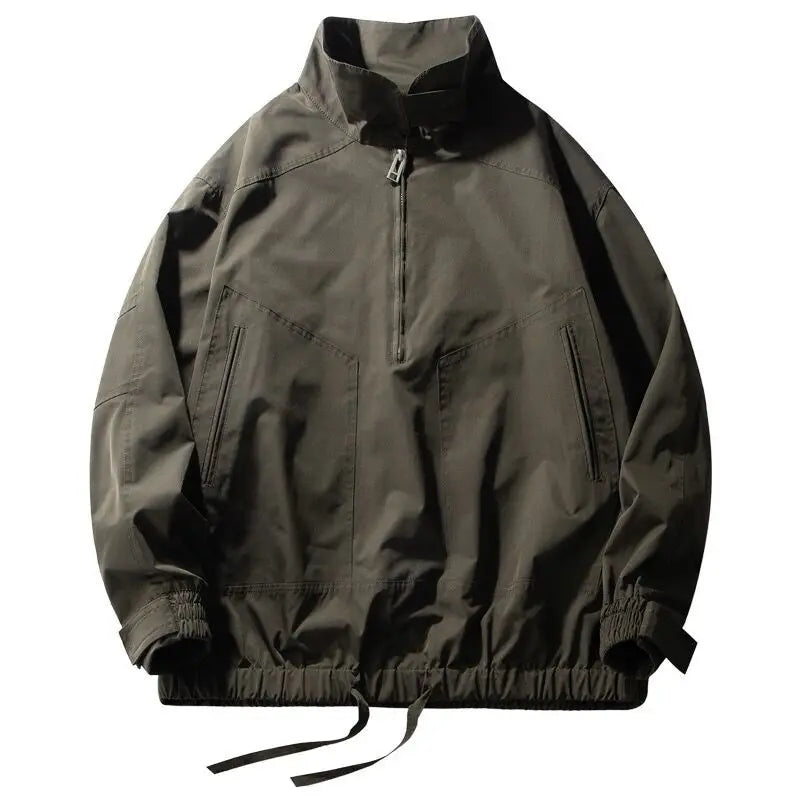 Retro Work Suit Men's Half Zipper Jacket