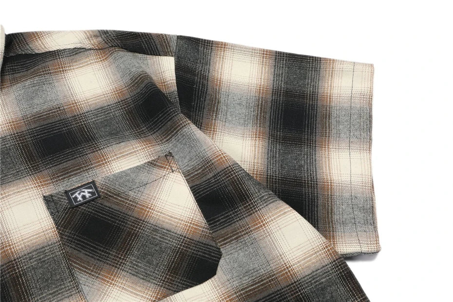 Vintage Plaid Shirts Men Streetwear