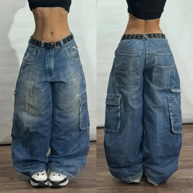 Y2K American New Pattern Embroidery Baggy Jeans
