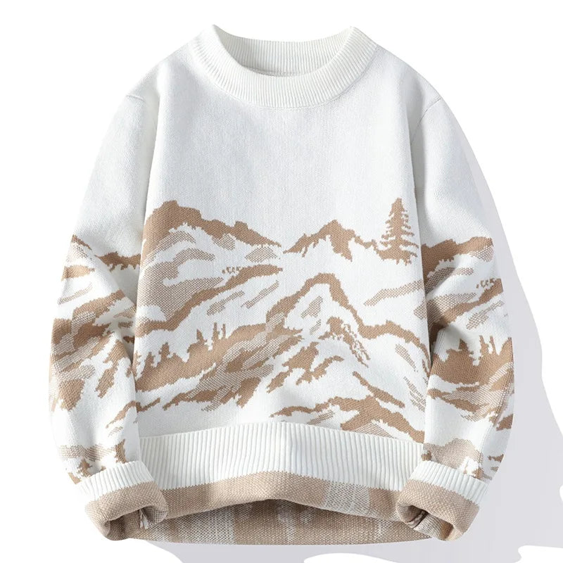 Men Knitwear Retro Street Print Sweater