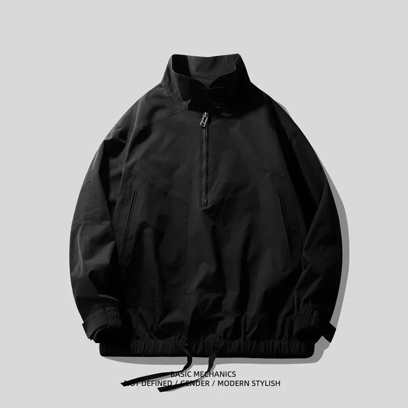 Retro Work Suit Men's Half Zipper Jacket