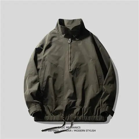 Retro Work Suit Men's Half Zipper Jacket