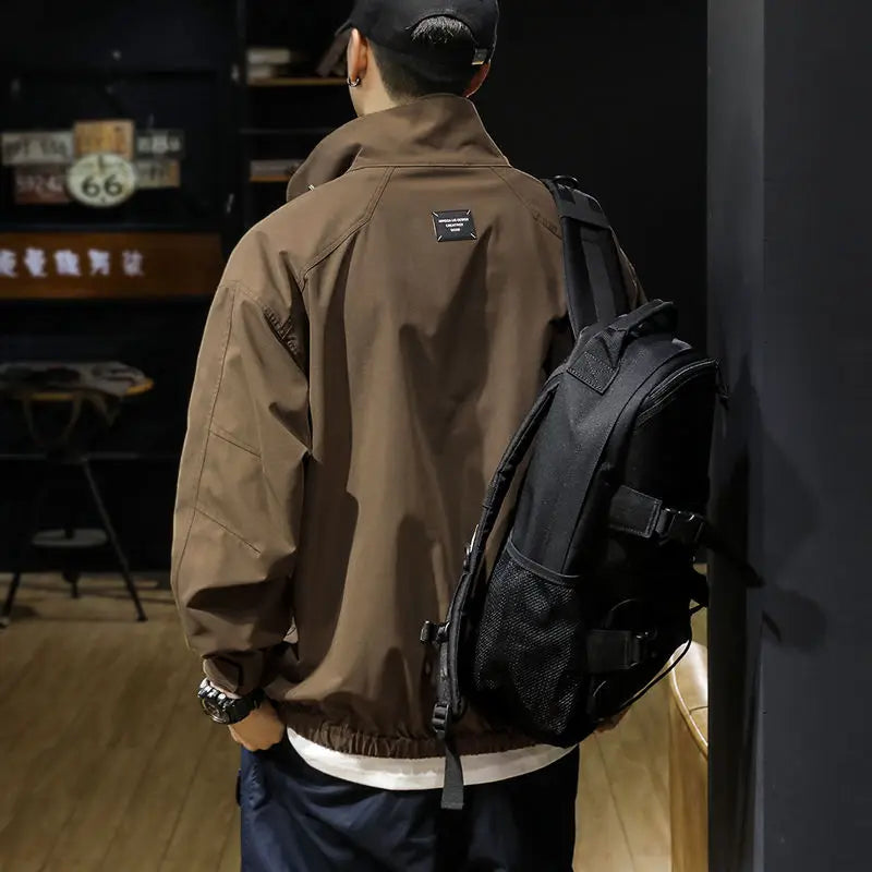 Retro Work Suit Men's Half Zipper Jacket