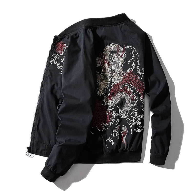 Dragon Embroidery Pilot Jacket Retro Punk