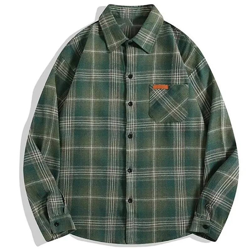 Autumn Cotton Men's Plaid Shirt