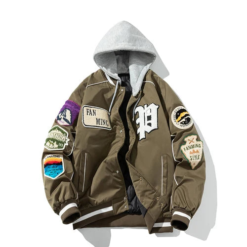 Winter Varsity Men Letter Badge American Baseball Jacket
