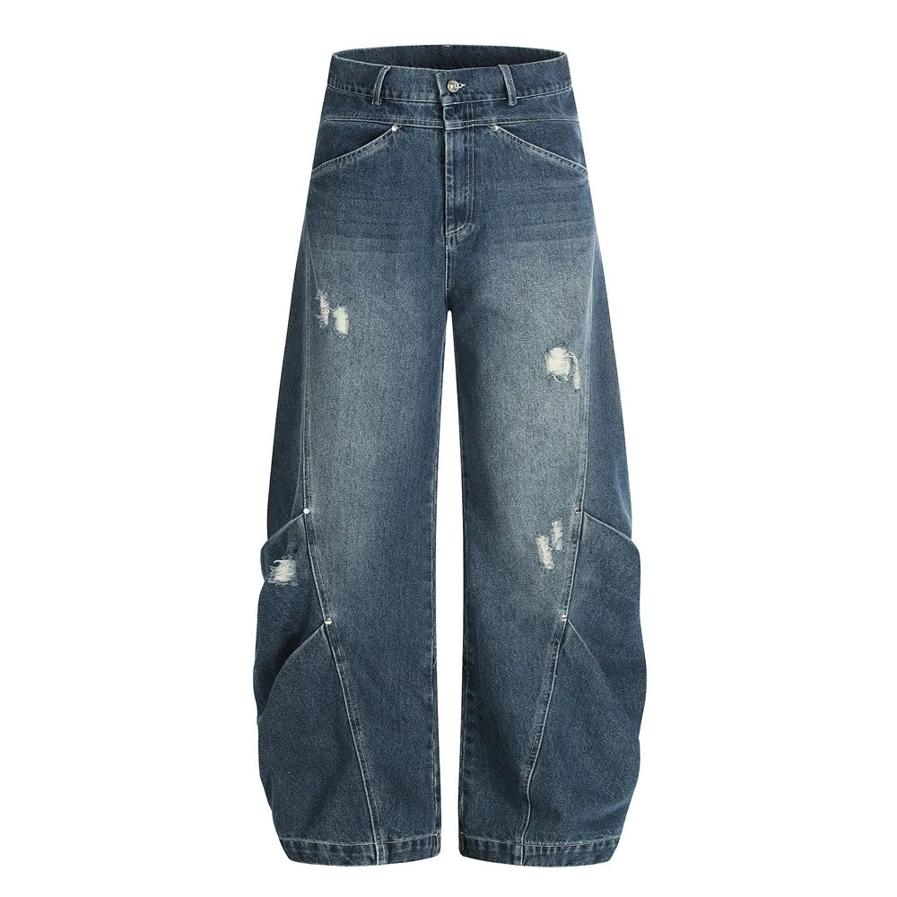 Ripped Spliced Banana Jeans