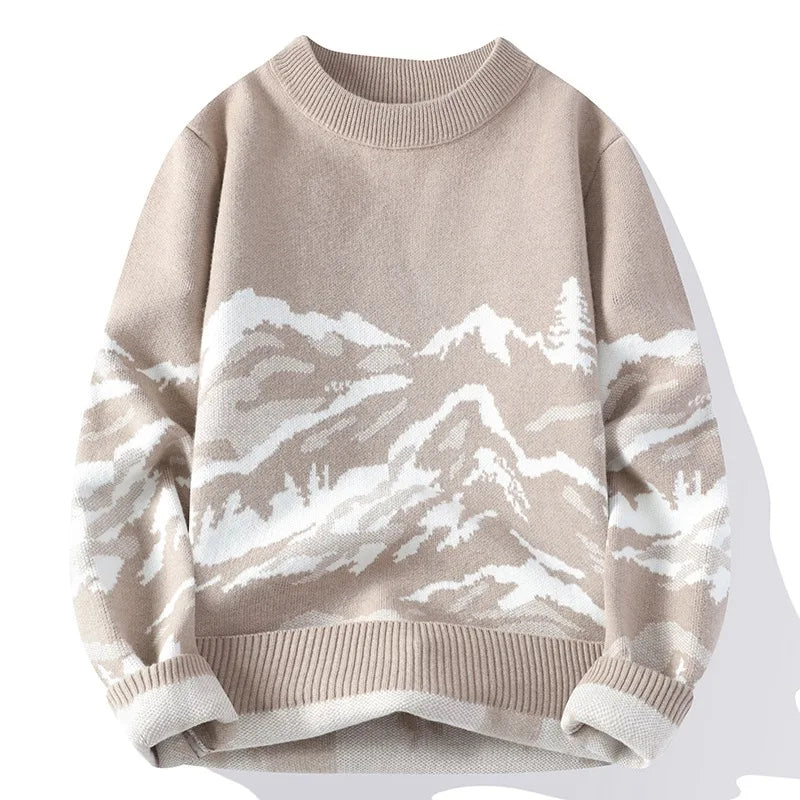 Men Knitwear Retro Street Print Sweater