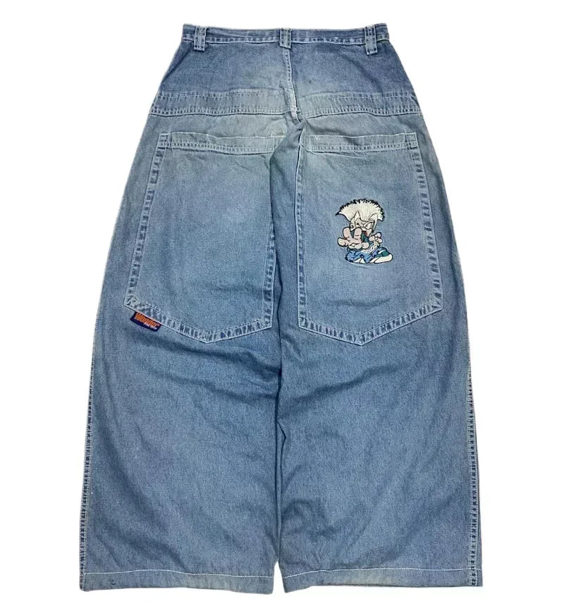 American Street Trend Letter Embroidered Loose Jeans