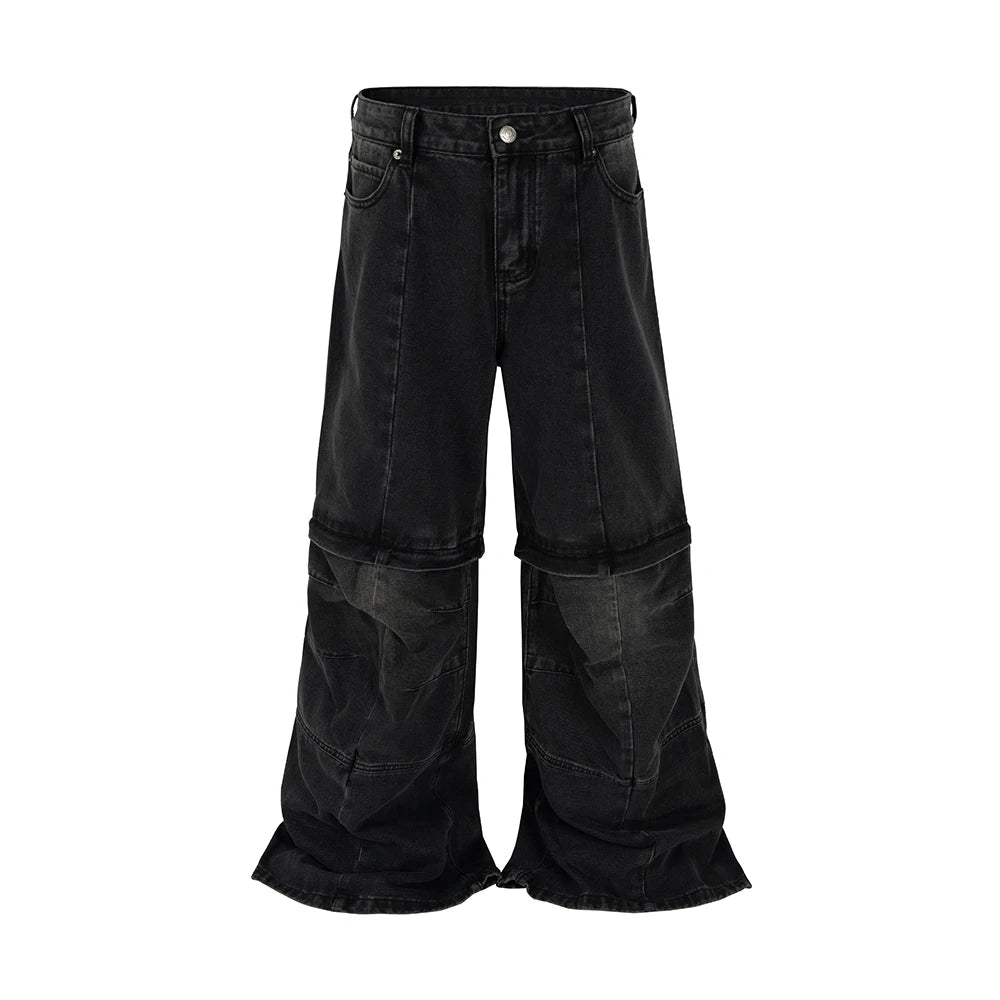 Vintage Washed Detachable Micro Flared Jeans