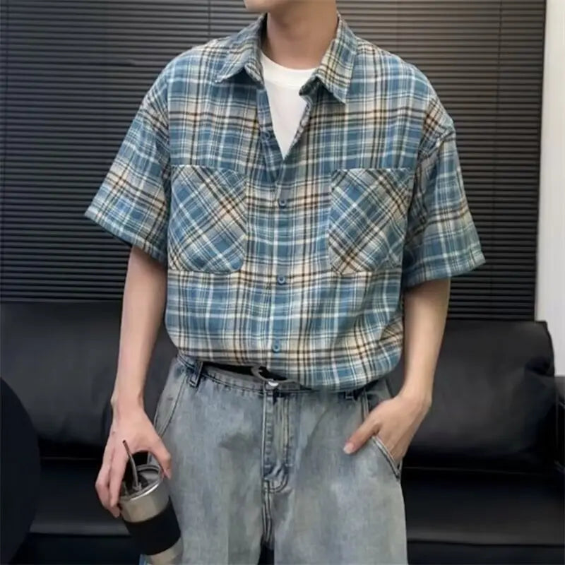 Men's Plaid Shirt Short Sleeved
