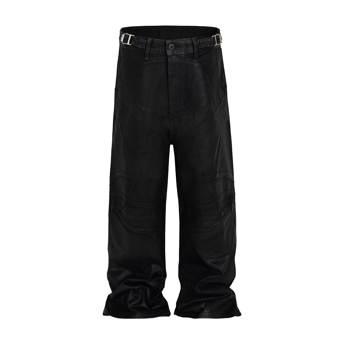 Vintage Coated Wax Black Wide Leg Baggy Cargo Pants