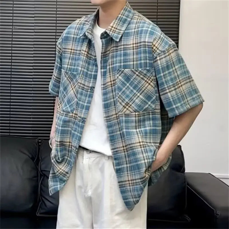 Men's Plaid Shirt Short Sleeved