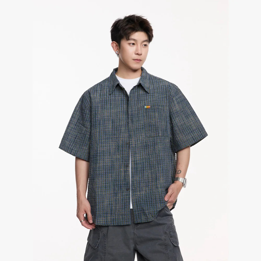 Plaid Short Sleeve Loose Casual Streetwear Fashion Shirts