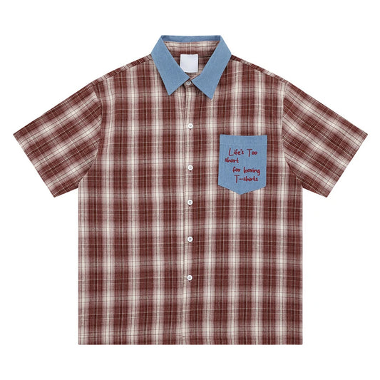 Summer Mens Plaid Short Sleeve Shirts