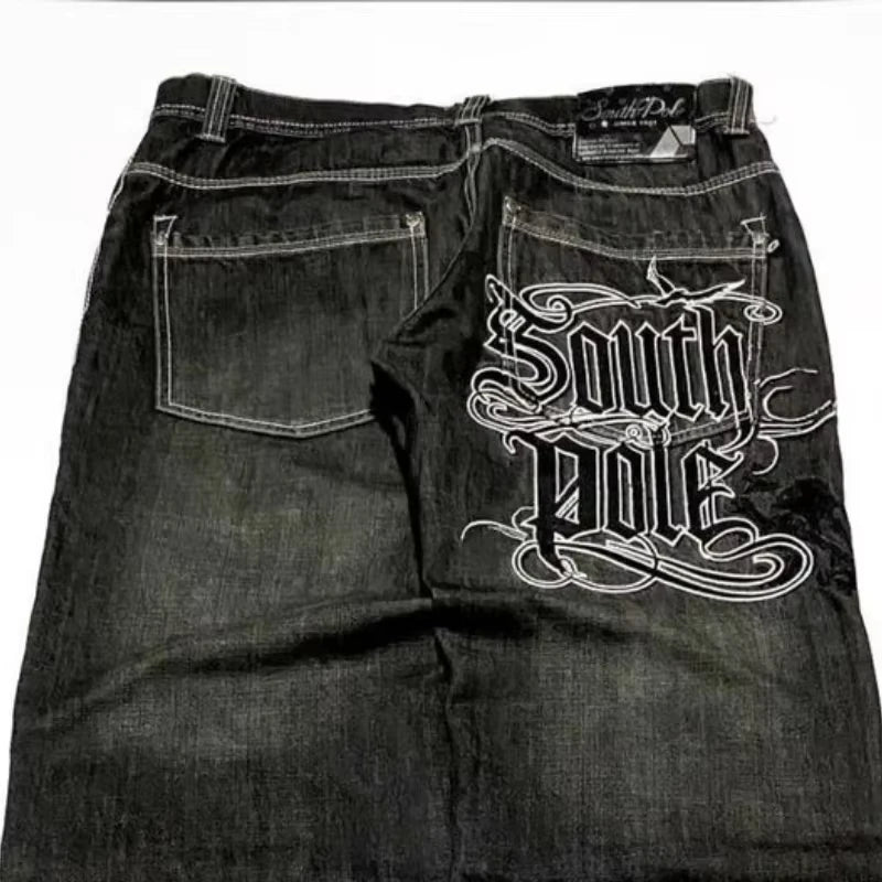 American Street Trend Letter Embroidered Loose Jeans