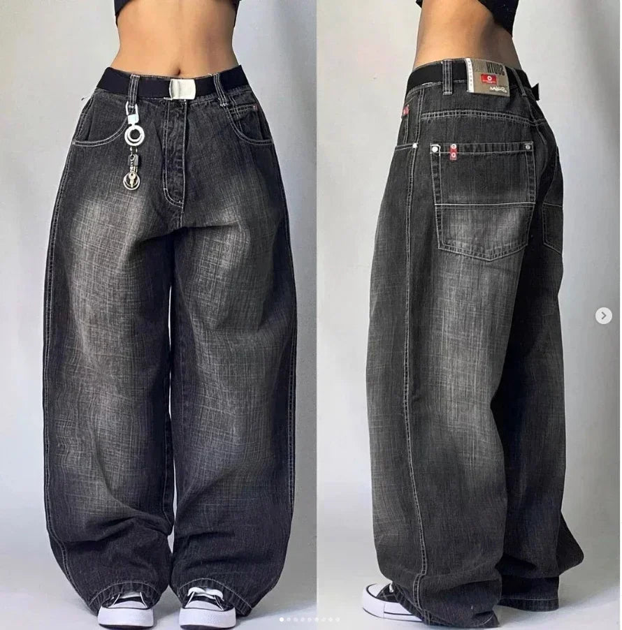 American Street Trend Letter Embroidered Loose Jeans