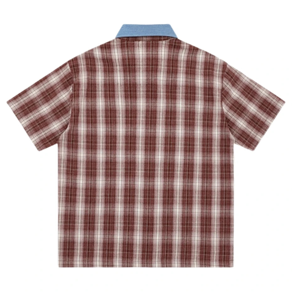 Summer Mens Plaid Short Sleeve Shirts